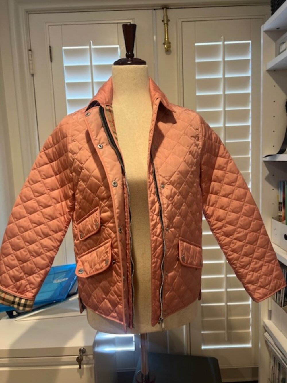 Burberry Girls Jacket Size 12 Years, Dusty Pink, Burberry Signature Plaid Lining